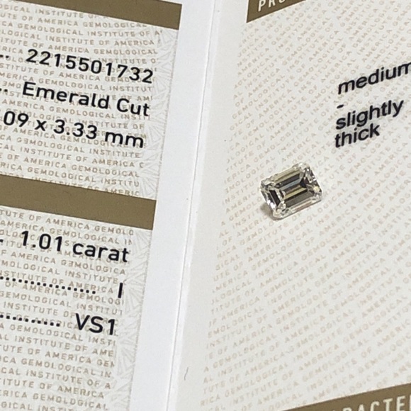 emerald cut diamond solitaire GIA cert 1.01 CT’ - Picture 8 of 9
